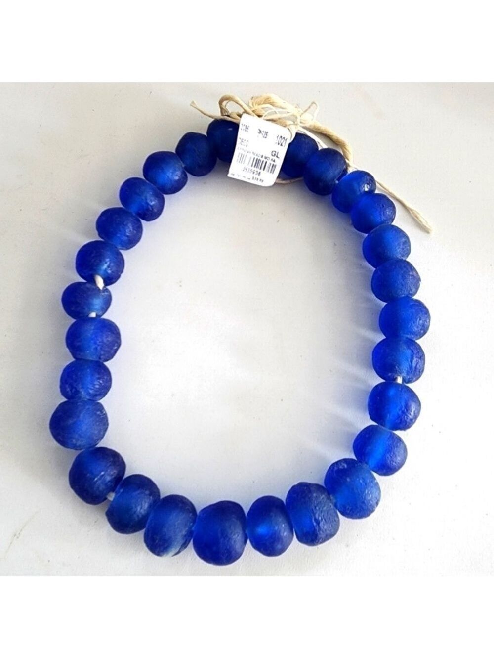 African glass stone heavyweight beads 28 on string blue 3/4"